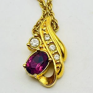 Vintage Avon Faux Amethyst Pendant Necklace 18" - Picture 1 of 8