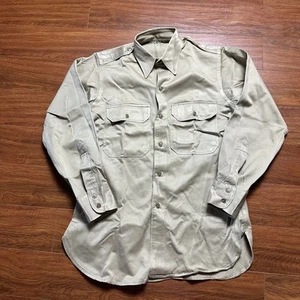 Vtg 1952 Post WWII US Army Military Uniform Stand Up Collar Khaki Shirt 50s Tee - Picture 1 of 8