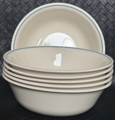 Lot Of 6 Corelle First Of Spring Cereal Bowls Blue Band 1988-1996 Vintage - Image 1 of 4