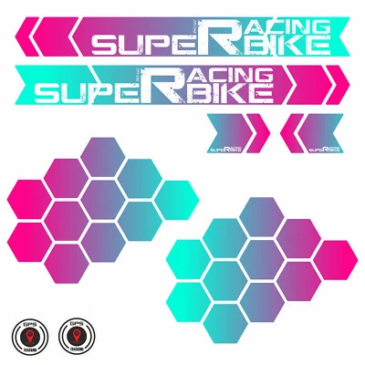 BIKE-LABEL Aufkleber Fahrrad Rahmen 28-teilig XL Sticker Set Roller Super Racing Bike Pink