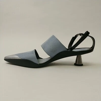 KENZO 女式淡蓝色皮革孔眼 D'Orsay Mules EUR 39 US 女式 8 二手 — 第 1/4 张图片