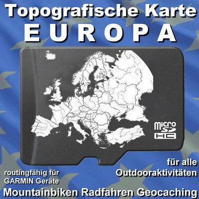 EUROPA Topo Karte HÖHENLINIEN 16 GB microSD Garmin GPSMap Oregon edge Dakota +PC - Bild 1 von 2