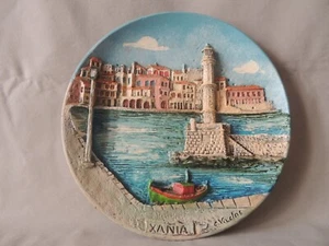 Decorative carved ceramic plate island Crete Chania Greece - Picture 1 of 8