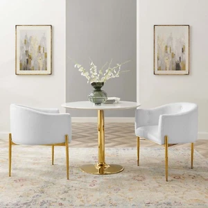 Modway Savour Tufted Performance Velvet Accent Chairs in White - Set of 2 - Picture 1 of 9