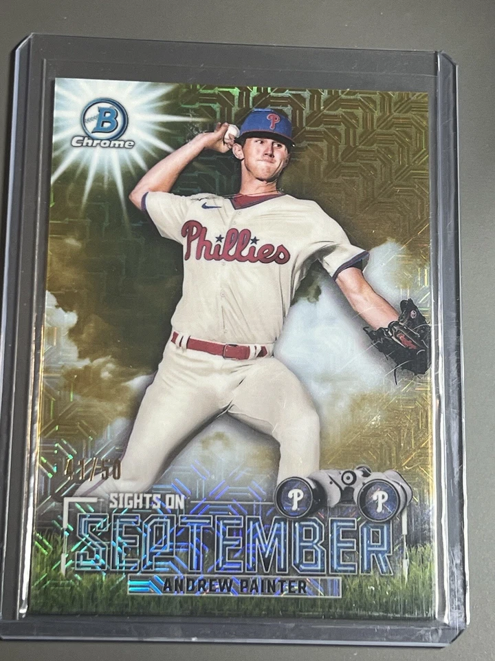 2023 Bowman Chrome Gold Refractor Mojo Sights on September Andrew Painter 41/50 - Image 1 of 1