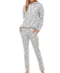 Roudelain Drop Shoulder Hoodie and Slim Leg Pant Lounge Set - Gray - Size Large - Picture 1 of 7