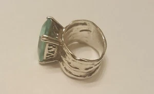 Silpada Sterling Silver Aqua Blue Glass Cocktail Ring R1608 Size 6.25 - Picture 1 of 5