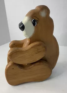 Teddy Bear Jointed Shelf Sitter Wood Decor Hand-Painted Vintage Posable 7” Tall - Picture 1 of 12