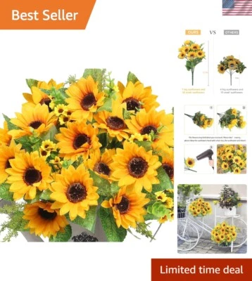 Girasoles falsos realistas para decoración nupcial y primaveral - Juego de 2 racimos Foto 1 de 4