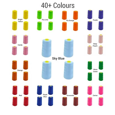 4X5000 YARD SEWING THREAD TKT120  SPUN POLYESTER INDUSTRIAL OVERLOCKING 40+ COLS - Image 1 of 2