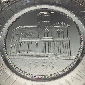 Portland Maine Victoria Mansion Art Glass Gift VTG Crystal Pairpoint Cup Plate - Picture 1 of 10