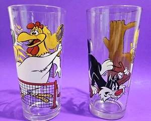 Vtg 1976 Lot 0f 2 Looney Tunes Pepsi Collector Series Glasses Sylvester Foghorn - Picture 1 of 10