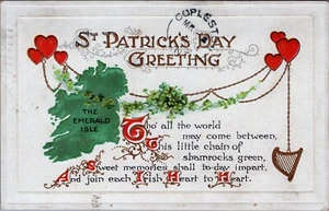 St Patrick's Day Greeting, Vintage Postcard, The Emerald Isle Antique RARE - Picture 1 of 2