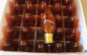 25 C7 Gold Amber Replacement Christmas for String Light Bulb Holiday Incandescen - Picture 1 of 4