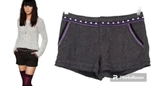 Free People Brown Tweed Wool Blend Shorts Frayed Hem Size 10 - Picture 1 of 6