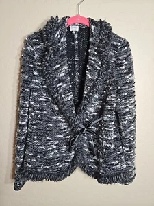 Armani Collezioni Chunky Knit Wool Blend Cardigan With Silk Tie Size 10 - Picture 1 of 11