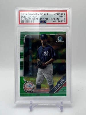 2019 Bowman Draft Deivi Garcia Chrome Sapphire Edition Green /50 PSA 9 - Image 1 of 3