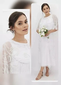 Joanna hope white cape dress lace Wedding occasion mother bride 20s Gatsby 26 - Picture 1 of 17