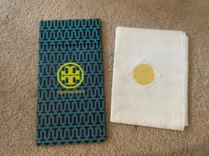 Tory Burch Logo Heavy Duty Gift Bag 13x7x5 w Tissue paper and Sticker - Picture 1 of 5
