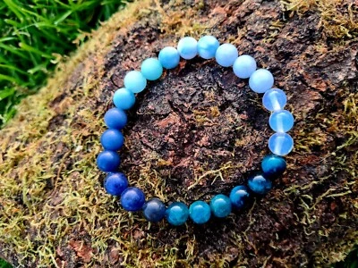 8 Indygo & Blue Crystals Healing Bracelet -  communication skills, new talents, - Image 1 of 2