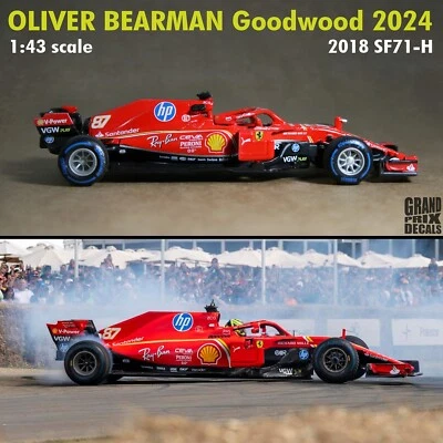 OLIVER BEARMAN Goodwood 2024 en el FERRARI SF71-H con logotipos de patrocinador escala 1:43 Foto 1 de 2