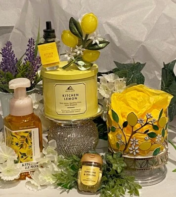 Bath & Body Works 6 шт. КУХОННЫЙ ЛИМОННЫЙ НАБОР вилка Wallflower, 3 фитиля СВЕЧА с ДЕРЖАТЕЛЕМ - Изображение 1 из 4