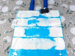 Hand Made Tie Dye Farmers Market Tote Bag Blue Brand New - Picture 1 of 5