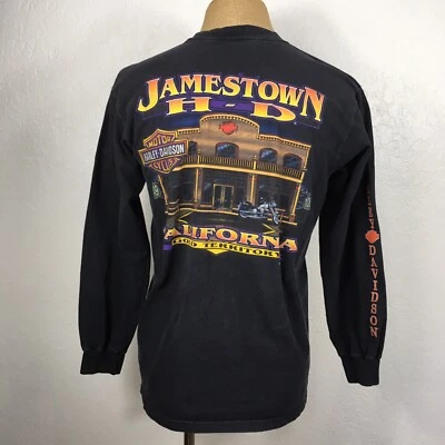 Harley-Davidson Long-Sleeve Pocket T-Shirt Mens L Jamestown California 1995 VTG - Image 1 of 4