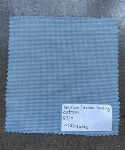 Italian Lanificio Shirting Fabric by the Yard Cotton blue and white 63" - Picture 1 of 4