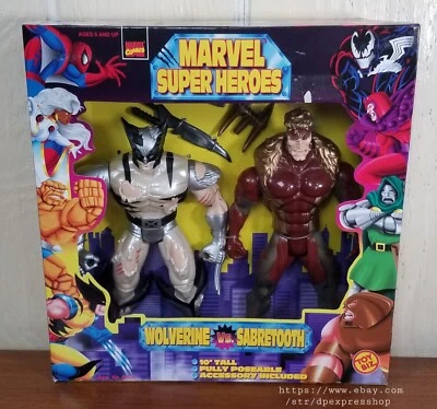 Figuras de acción Wolverine vs Sabretooth Marvel Super Heroes 10" ToyBiz 1997 nuevas Foto 1 de 4