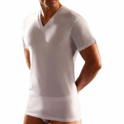 3 T-shirt uomo Cagi manica corta con scollo V ampio in cotone pettinato - 1305