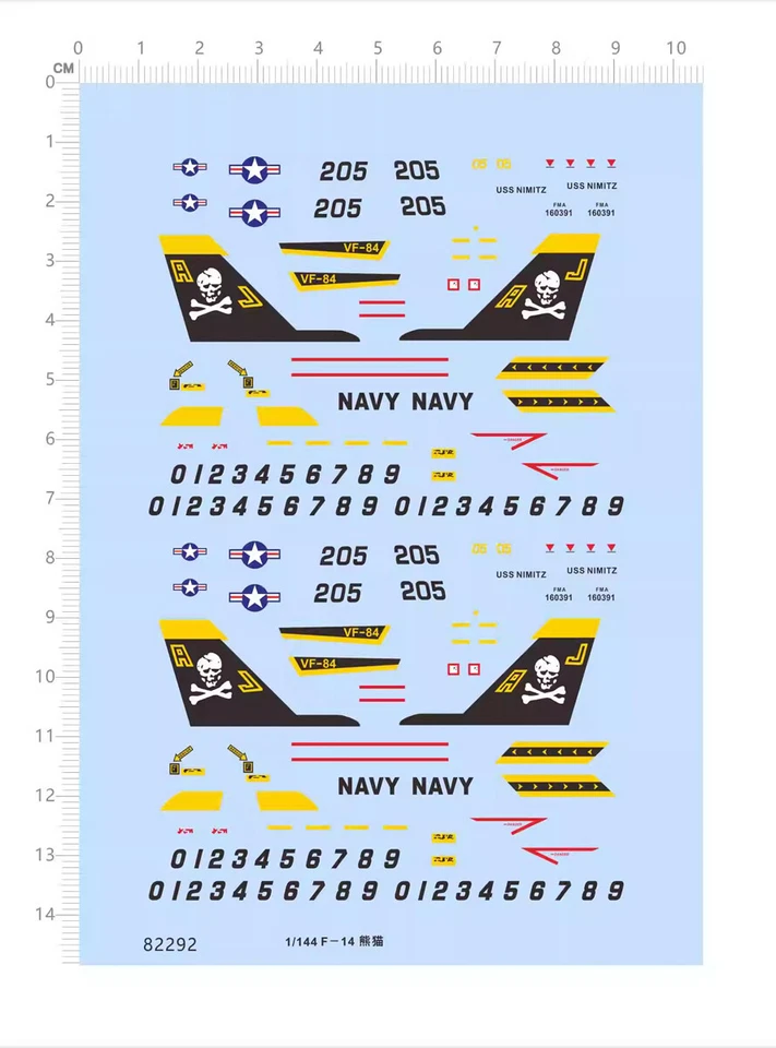 1/144 USS NIMITZ F-14A Tomcat carrier-based aircraft VF-84 Markings Water Decal - Image 1 of 1