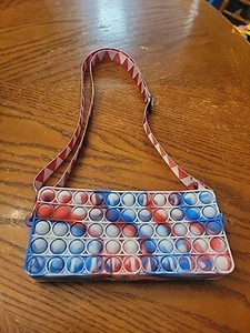 Pop-On-it Red, White and Blue Crossbody Bag Push Bubble Fidget Sensory Relief - Picture 1 of 5