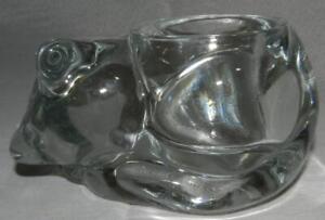 Sleeping Cat Clear Crystal Indiana Glass Votive/Tealight Candle Holder