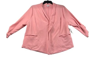 Bar III Blazer Womens Plus Size 2X Pink 3/4 Sleeve Open Front Pockets New - Picture 1 of 7