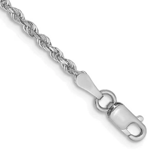 Real 10K White Gold 2mm Diamond Cut Quadruple Rope Anklet; 10 in; Lobster Clasp - Picture 1 of 4