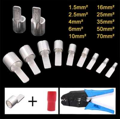 1.5mm²-70mm² Cable Electrical Terminals Tinned Copper Cable Lug Crimp & Sheath - Image 1 of 4