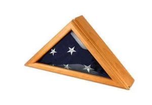 OFICIAL BANDERA EE. UU. VITRINA CAJA SOMBRA MADERA ROBLE - Imagen 1 de 1