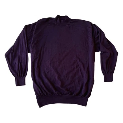 Gran Sasso Men's Purple Mock Neck Sweater Wool Silk Cashmere Blend | IT 60 US 50 - Image 1 of 4