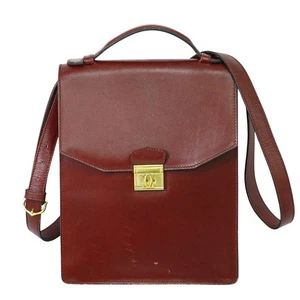 Cartier Must Leather 2way Shoulder Hand Crossbody Bag Bordeaux Gold - Picture 1 of 15