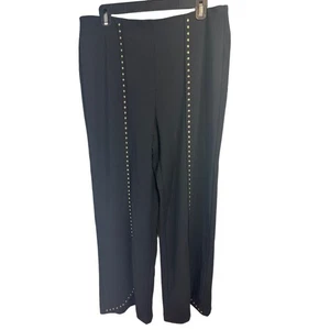 INC International Concepts schwarze Hose mit weitem Bein und Nieten LARGE neu mit Etikett - Bild 1 von 9