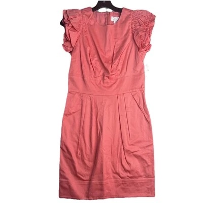 Jessica Simpson Dress Women’s 6 Pleated Sheath Ruffle Pink Porcelain Rose Coral - Image 1 of 4