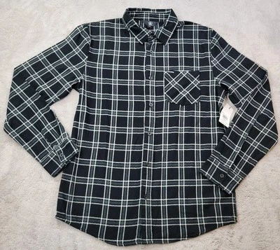 Volcom Flannel Shirt Mens Small Black Plaid Loreto Long Sleeve Pocket New - Image 1 of 4