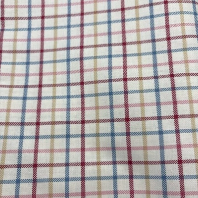 Red Blue & Gold Plaid Upholstery Drapery Fabric Cotton Blend 56” X 3 Yards - Image 1 of 4