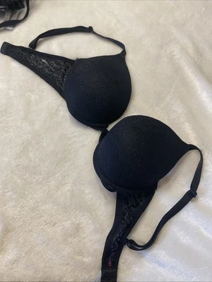 Sutiã Victoria Secret ROSA 34D Super push up wear em todos os lugares bombshell renda preto - Imagem 1 de 4