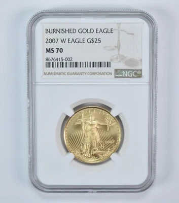 2007-W $25 Burnished Gold Eagle 1/2 Oz Gold MS70 NGC - Image 1 of 3