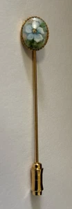 Porcelain Floral Gold Tone 2 3/8” Long Stick Pin - Picture 1 of 4