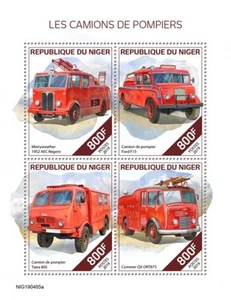 Niger - 2019 Fire Engines - 4 Stamp Sheet - NIG190405a - Picture 1 of 1