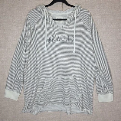 Синий 84 Kauai состаренный полоски легкий пуловер толстовка с капюшоном женщин 2XL плюс - Изображение 1 из 4