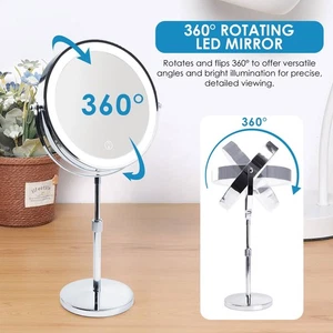1X/10X Double Sided Magnifying Vanity Mirror 360° Rotation, Touch Screen Design - Picture 1 of 8